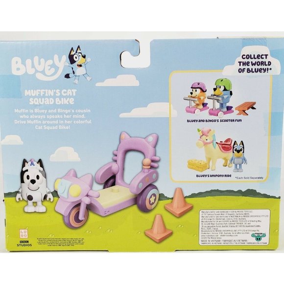 Bluey Muffin's Cat Squad Bike Colorful Free-Wheeling Bike & Dog Cones NEW - Picture 4 of 5